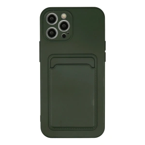 Mey İthalat®  iPhone 12 Pro Max Kılıf Kelvin Kartvizitli Silikon - Koyu Yeşil
