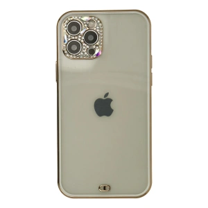 Mey İthalat®  iPhone 12 Pro Max Kılıf Liva Taşlı Silikon - Beyaz