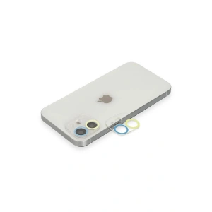 Mey İthalat®  iPhone 12 Renkli Kamera Lens Koruma Cam - Sarı-Mavi