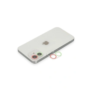 Mey İthalat®  iPhone 12 Renkli Kamera Lens Koruma Cam - Yeşil-Pembe