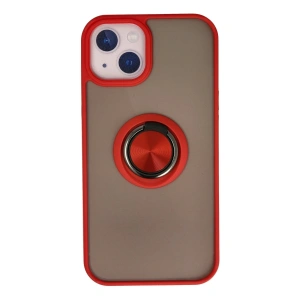 Mey İthalat®  iPhone 13 Kılıf Montreal Yüzüklü Silikon Kapak - Kırmızı