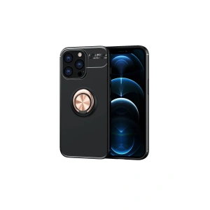 Mey İthalat®  iPhone 13 Pro Kılıf Range Yüzüklü Silikon - Siyah-Gold