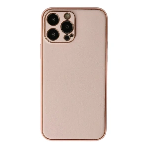 Mey İthalat®  iPhone 13 Pro Max Kılıf Coco Deri Silikon Kapak - Pudra