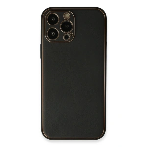 Mey İthalat®  iPhone 13 Pro Max Kılıf Coco Deri Silikon Kapak - Siyah