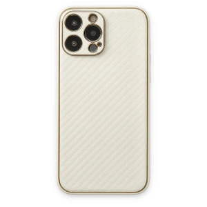 Mey İthalat®  iPhone 13 Pro Max Kılıf Coco Karbon Silikon - Beyaz