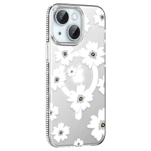 Mey İthalat®   iPhone 14 Floral Magsafe Kapak - Beyaz
