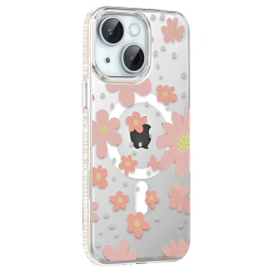 Mey İthalat®   iPhone 14 Floral Magsafe Kapak - Pembe