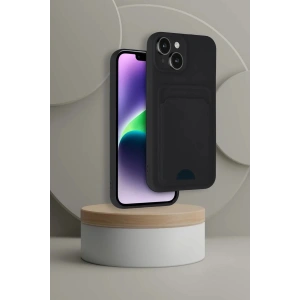 Mey İthalat®  iPhone 14 Kılıf Kelvin Kartvizitli Silikon - Kahverengi