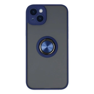 Mey İthalat®  iPhone 14 Kılıf Montreal Yüzüklü Silikon Kapak - Lacivert