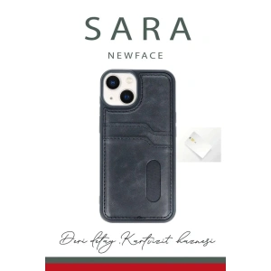 Mey İthalat®  iPhone 14 Kılıf Sara Kartvizitli Deri Kılıf - Kırmızı