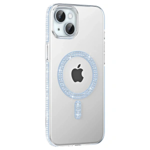 Mey İthalat®   iPhone 14 Move Taşlı Magsafe Kapak - Mavi