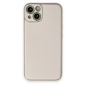 Mey İthalat®  iPhone 14 Plus Kılıf Coco Deri Silikon Kapak - Beyaz