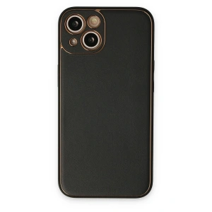 Mey İthalat®  iPhone 14 Plus Kılıf Coco Deri Silikon Kapak - Siyah