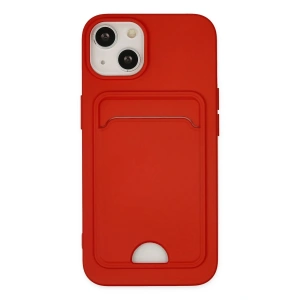 Mey İthalat®  iPhone 14 Plus Kılıf Kelvin Kartvizitli Silikon - Kırmızı