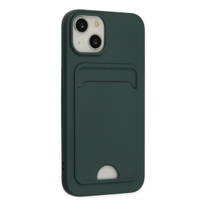 Mey İthalat®  iPhone 14 Plus Kılıf Kelvin Kartvizitli Silikon - Koyu Yeşil