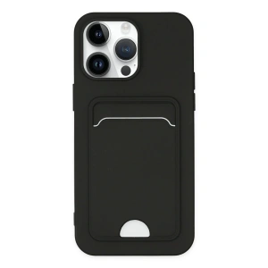 Mey İthalat®  iPhone 14 Pro Kılıf Kelvin Kartvizitli Silikon - Siyah