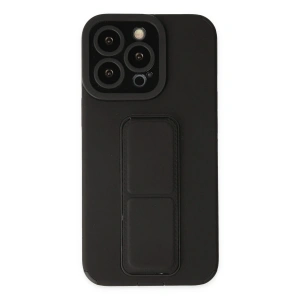 Mey İthalat®  iPhone 14 Pro Kılıf Mega Standlı Silikon - Siyah