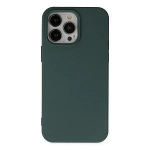Mey İthalat®  iPhone 14 Pro Kılıf Nano içi Kadife Silikon - Koyu Yeşil