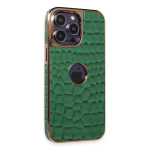 Mey İthalat®  iPhone 14 Pro Kılıf Snake Kapak - Koyu Yeşil