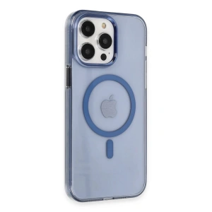 Mey İthalat®  iPhone 14 Pro Kılıf Tron Şeffaf Magsafe Kapak - Mavi