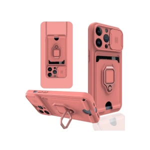 Mey İthalat® iPhone 14 Pro Max Kılıf Zuma Kartvizitli Yüzüklü Silikon - Pembe