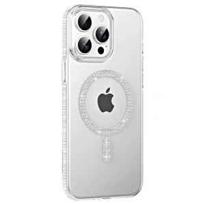 Mey İthalat®   iPhone 14 Pro Max Move Taşlı Magsafe Kapak - Natural Grey