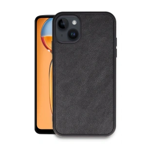 Mey İthalat®   iPhone 15 Kılıf Aras Deri Kapak - Siyah