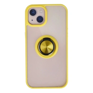 Mey İthalat®  iPhone 15 Kılıf Montreal Yüzüklü Silikon Kapak - Sarı
