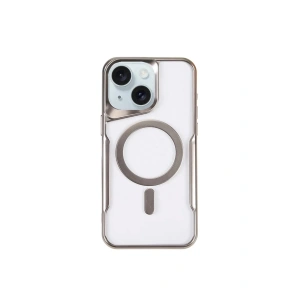 Mey İthalat®  iPhone 15 Plus Kılıf Boyi Magsafe Silikon Kapak - Gümüş