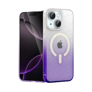 Mey İthalat®   iPhone 15 Plus Pummel Shiny Magsafe Kapak - Mor