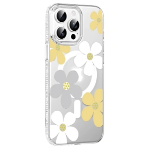 Mey İthalat®   iPhone 15 Pro Floral Magsafe Kapak - Sarı