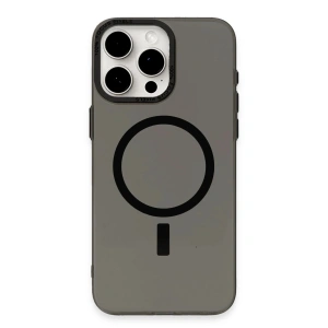 Mey İthalat®  iPhone 15 Pro Kılıf Anka PC Magneticsafe Sert Metal Kapak - Siyah
