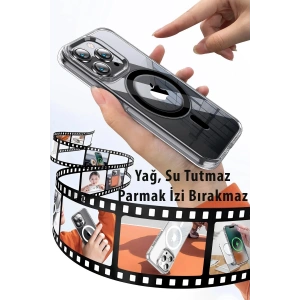Mey İthalat®  iPhone 15 Pro Max Kılıf Crystal Magsafe Kapak - Şeffaf