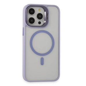 Mey İthalat®  iPhone 15 Pro Max Kılıf Roblox Lens Magsafe Standlı Kapak - Lila