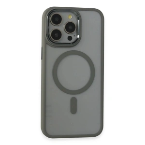 Mey İthalat®  iPhone 15 Pro Max Kılıf Room Magneticsafe Silikon - Gri