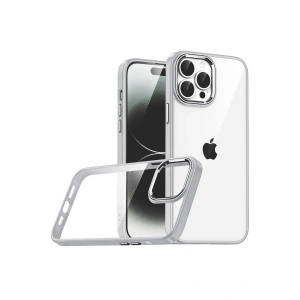 Mey İthalat®   iPhone 15 Pro Max  Lensli Silikon - Gümüş