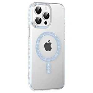 Mey İthalat®   iPhone 15 Pro Move Taşlı Magsafe Kapak - Mavi