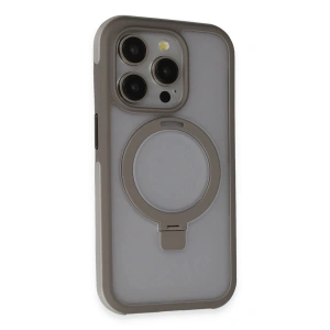 Mey İthalat®  iPhone 15 Pro Zorda Airbag Magsafe Standlı Kapak - Titan Gri