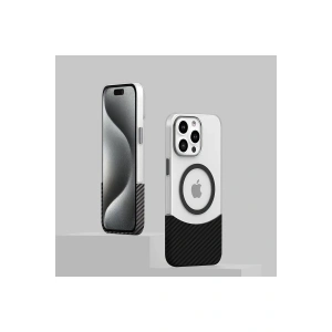 Mey İthalat®  iPhone 16 Carbon Puzzle Magsafe Kapak - Siyah