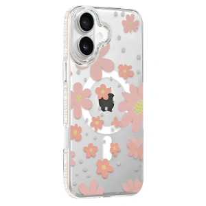 Mey İthalat® iPhone 16 Floral Magsafe Kapak - Pembe
