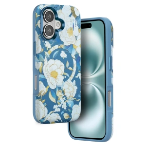 Mey İthalat®  iPhone 16 Flower Series Magsafe Kapak - Mavi