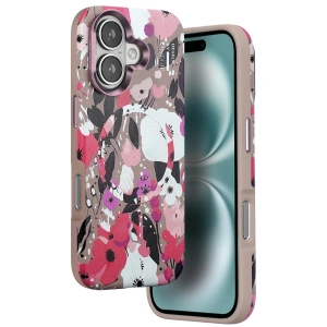 Mey İthalat®  iPhone 16 Flower Series Magsafe Kapak - Pembe