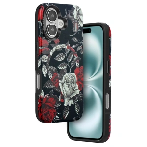 Mey İthalat®  iPhone 16 Flower Series Magsafe Kapak - Siyah