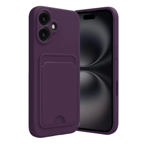 Mey İthalat®   iPhone 16 Kılıf Kelvin Kartvizitli Silikon - Derin Mor