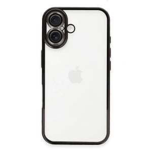 Mey İthalat®  iPhone 16 Kılıf  Lensli Silikon - Siyah