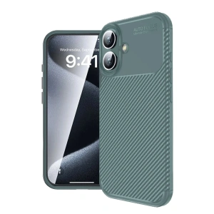 Mey İthalat®  iPhone 16 Plus Kılıf Auto Focus Karbon Kapak - Koyu Yeşil