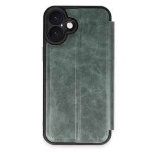 Mey İthalat®  iPhone 16 Plus Kılıf Flip Cover - Koyu Yeşil