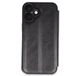 Mey İthalat®  iPhone 16 Plus Kılıf Flip Cover - Siyah