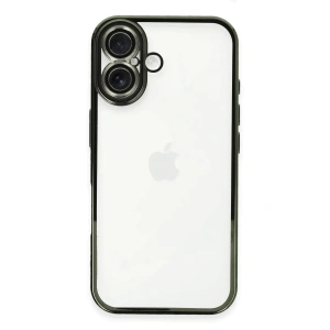 Mey İthalat®  iPhone 16 Plus Kılıf  Lensli Silikon - Yeşil