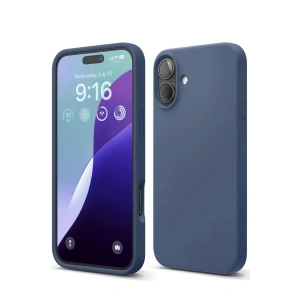 Mey İthalat®  iPhone 16 Plus Kılıf Nano içi Kadife Silikon - Lacivert